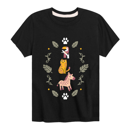 Stacked Safari Animals - Youth & Toddler Short Sleeve T-Shirt
