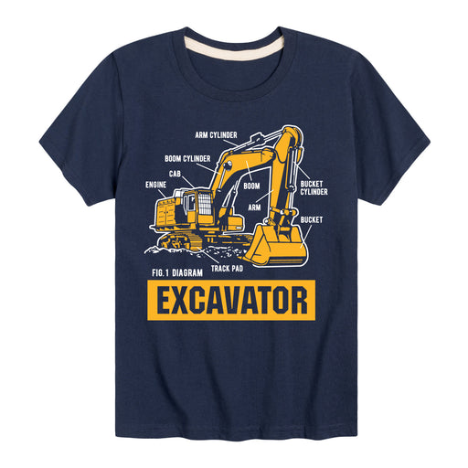 Excavator Diagram - Toddler & Youth Short Sleeve T-Shirt