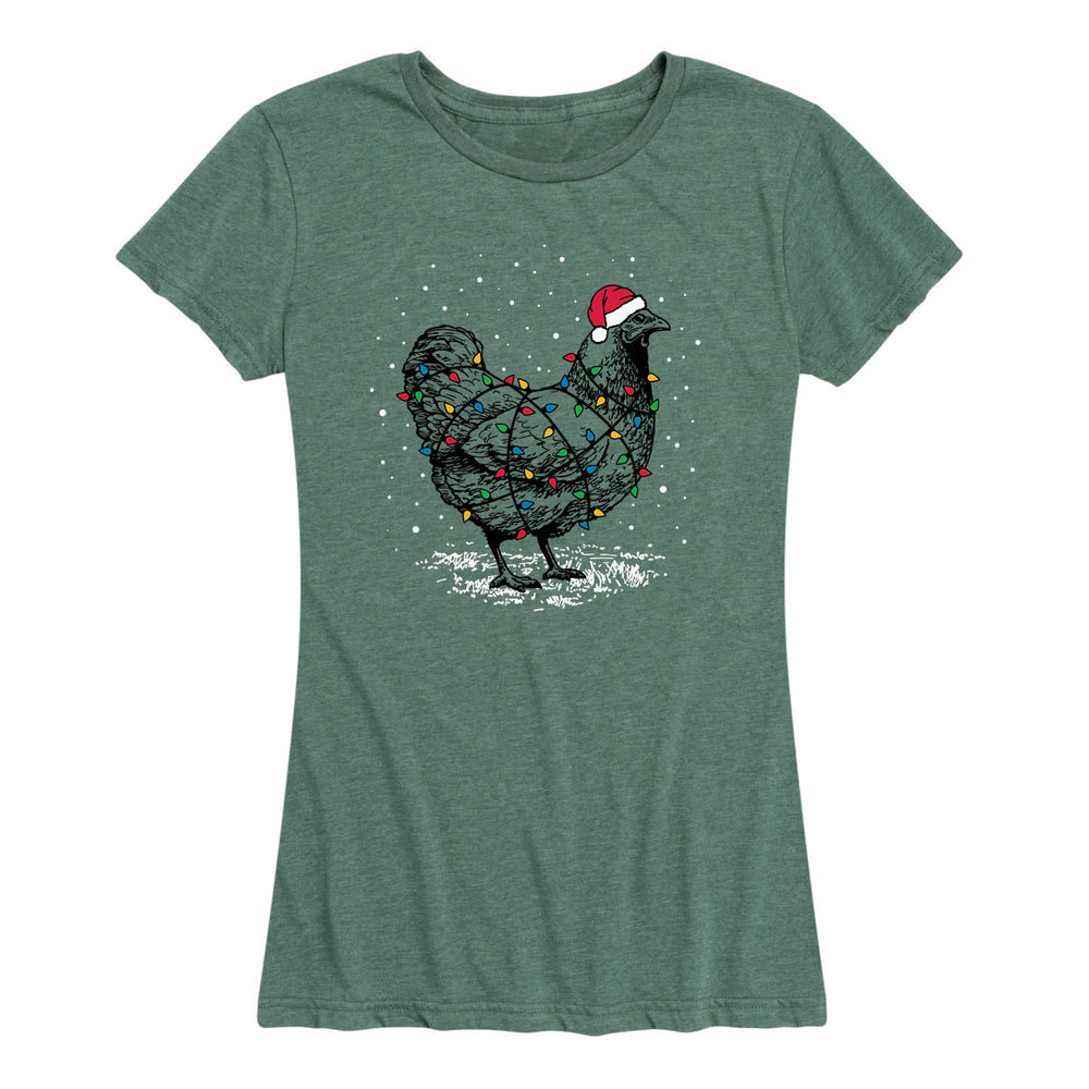 Chicken With Christmas Lights Womens Tee