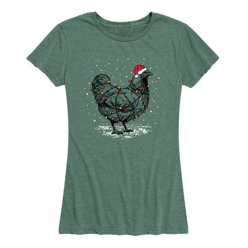 Chicken With Christmas Lights Womens Tee
