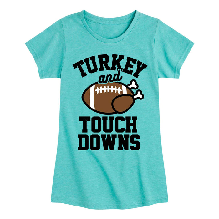 Turkey and Touchdowns - Toddler And Youth Girls Short Sleeve Graphic T-Shirt
