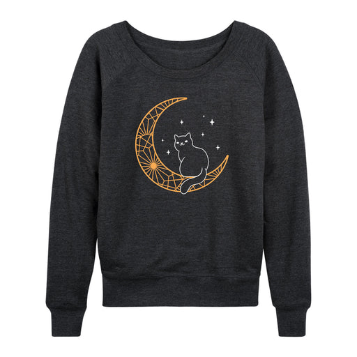 Black Cat On Mandala Moon - Women's Slouchy