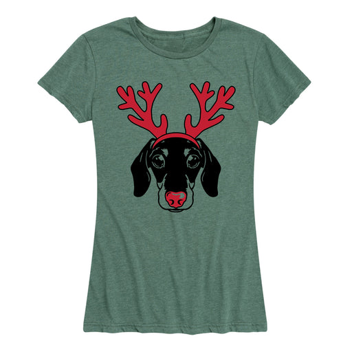 Dachshund Reindeer Antlers - Women's Short Sleeve T-Shirt