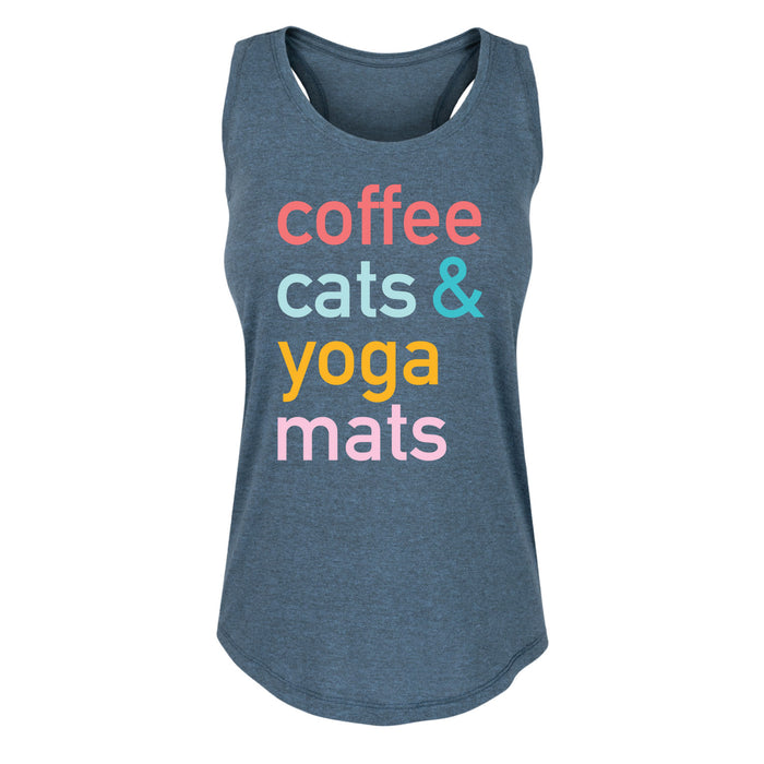 Coffee Cats And Yoga Mats - Women's Racerback Tank