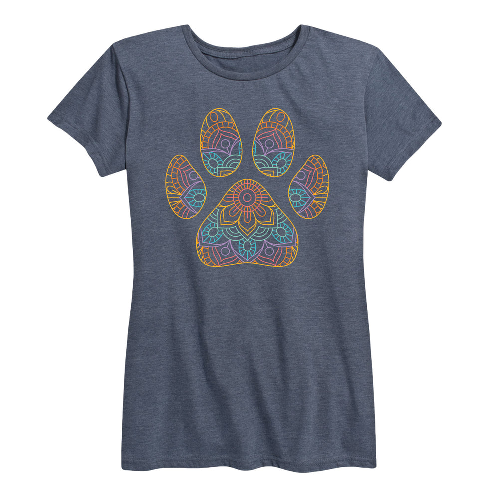 Rainbow Mandala Paw Print - Women's Short Sleeve T-Shirt