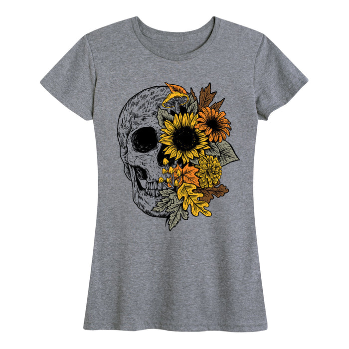 Skull With Fall Foliage - Women's Short Sleeve T-Shirt