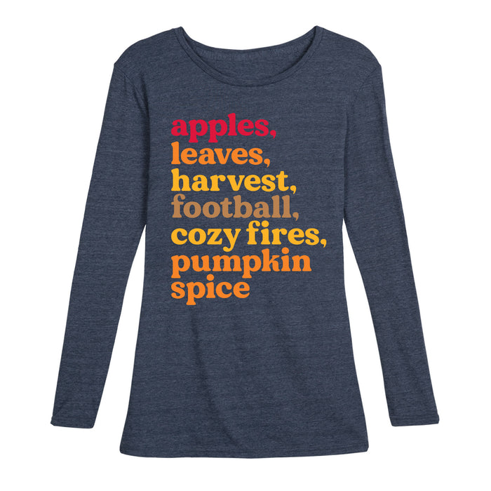 Apples Leaves Harvest List-Women's Long Sleeve T-Shirt