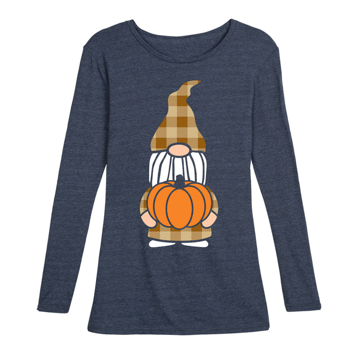 Gnome Holding Pumpkin - Women's Long Sleeve T-Shirt