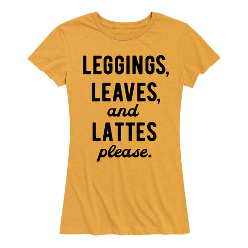 Leggings Leaves Lattes Please-Women's Short Sleeve T-Shirt