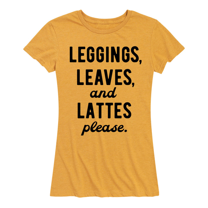 Leggings Leaves Lattes Please-Women's Short Sleeve T-Shirt