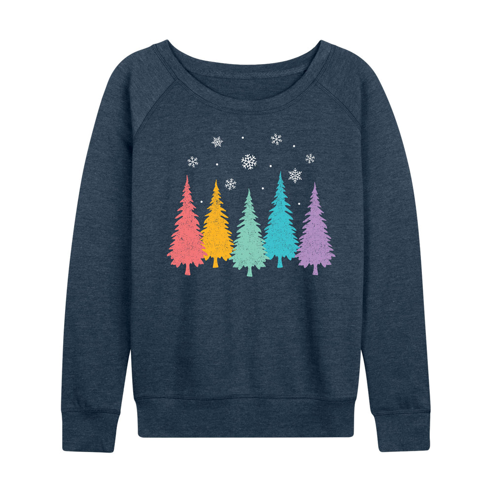 Colorful Christmas Trees - Women's Lightweight French Terry Pullover