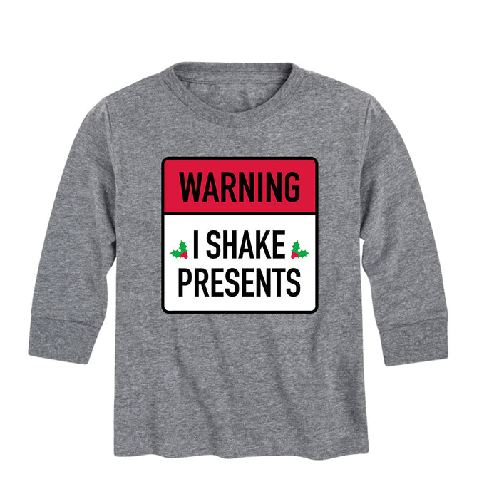 Warning I Shake Presents - Toddler And Youth Long Sleeve Graphic T-Shirt