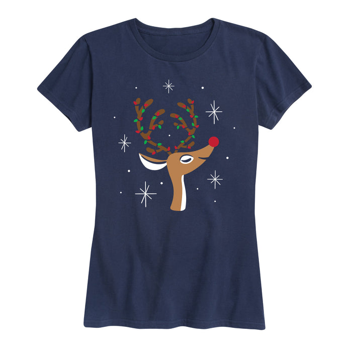 Retro Reindeer Christmas Lights - Women's Short Sleeve T-Shirt