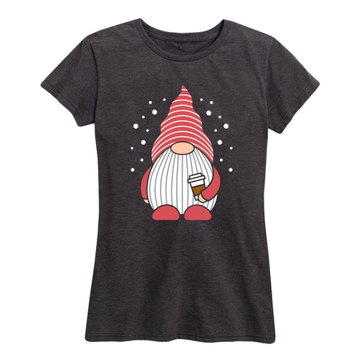 Christmas Gnome Holding Coffee - Women's Short Sleeve T-Shirt