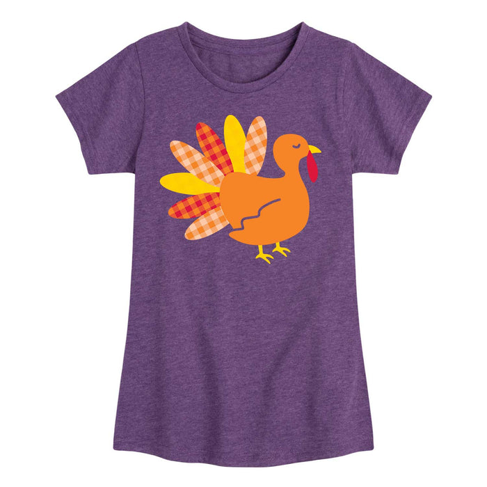 Plaid Turkey - Toddler And Youth Girls Short Sleeve Graphic T-Shirt