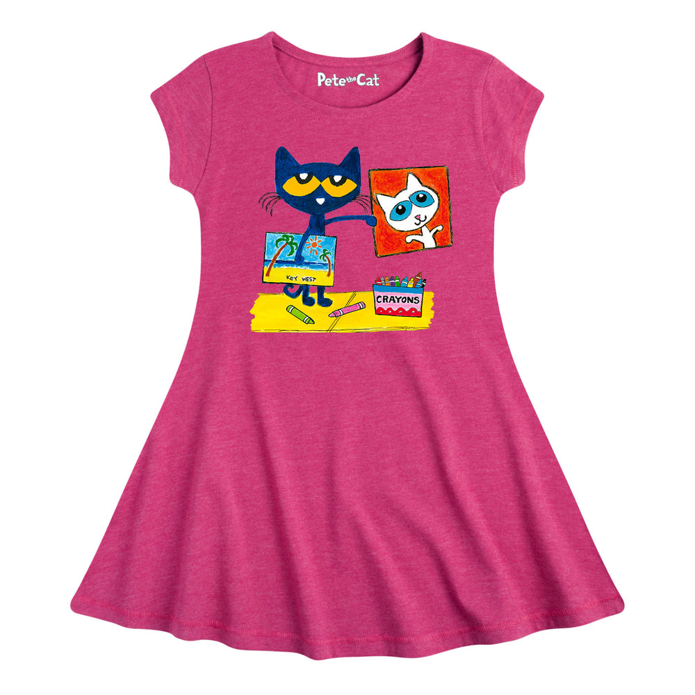 Pete Crayon Drawings - Youth & Toddler Girls Fit and Flare Dress