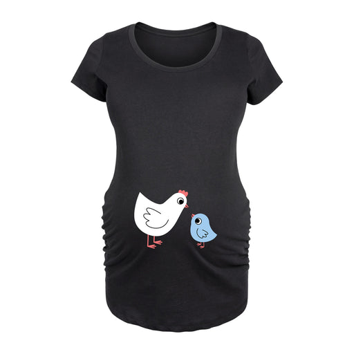 Mama Baby Chicken Blue - Maternity Short Sleeve T-Shirt