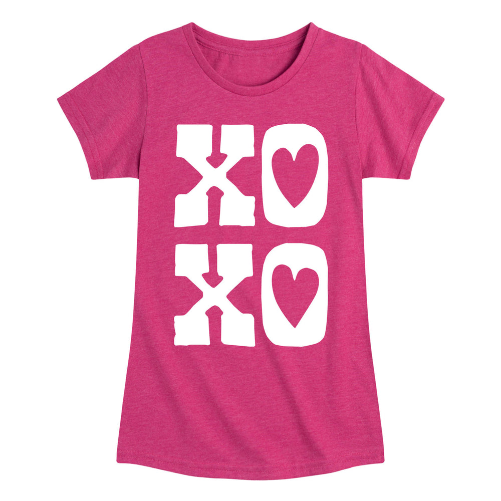 XOXO Stacked Hearts - Youth & Toddler Girls Short Sleeve T-Shirt