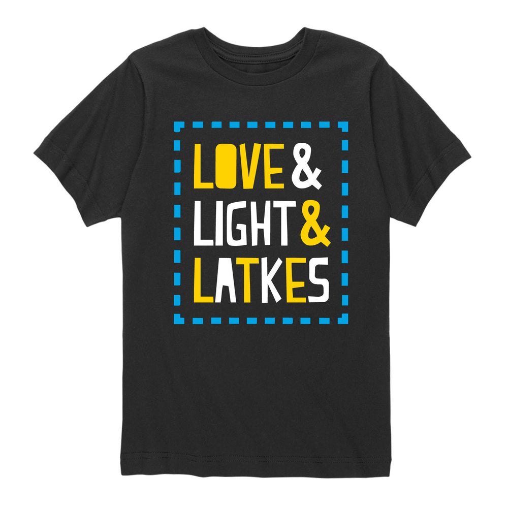Love And Light And Latkes - Toddler And Youth Short Sleeve Graphic T-Shirt