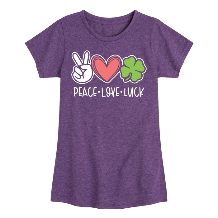 Peace Love Luck - Youth & Toddler Girls Short Sleeve T-Shirt