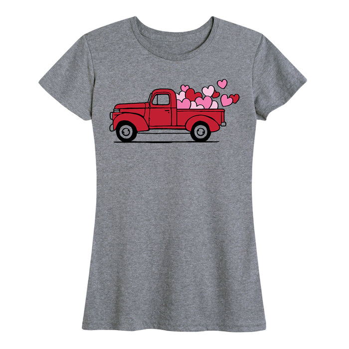 Valentine's Truck With Hearts - Women's Short Sleeve T-Shirt