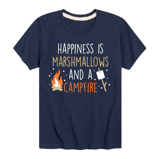 Happiness Is Marshmallows and A Campfire - Youth & Toddler Short Sleeve T-Shirt