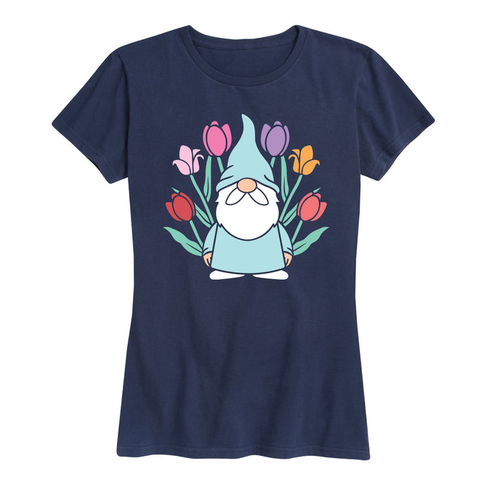 Gnome And Colorful Tulips - Women's Short Sleeve T-Shirt
