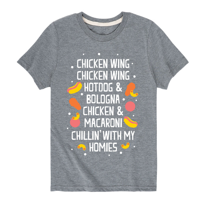 Chicken Hot Dog Bologna Macaroni - Youth & Toddler Short Sleeve T-Shirt