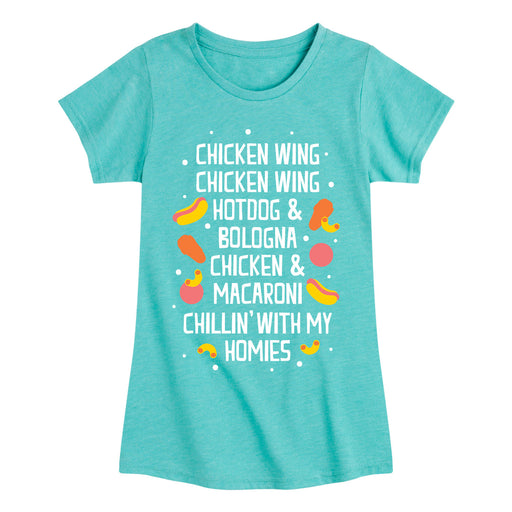 Chicken Hot Dog Bologna Macaroni - Youth & Toddler Girls Short Sleeve T-Shirt