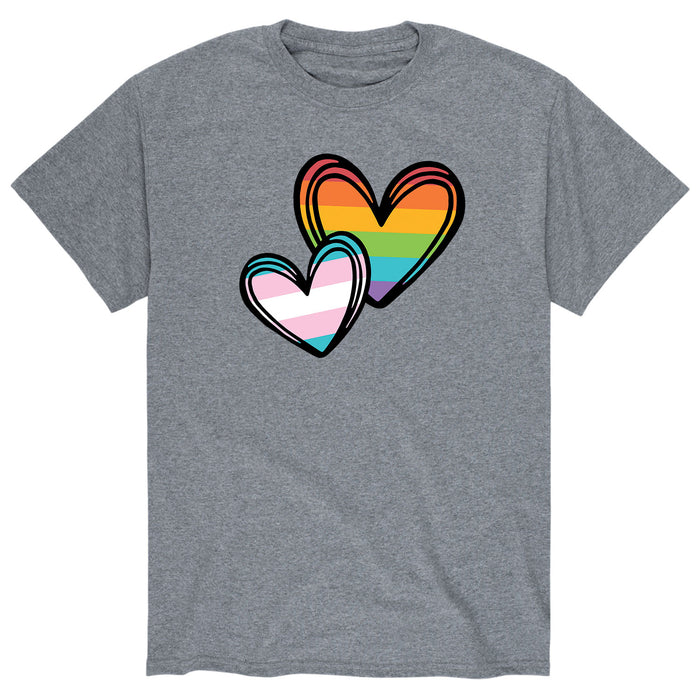 Rainbow And Trans Flag Hearts - Men's Short Sleeve Graphic T-Shirt