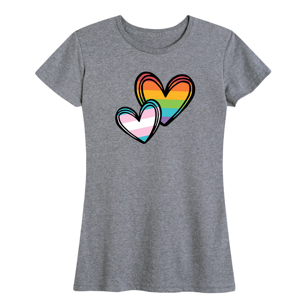 Rainbow And Trans Flag Hearts - Women's Short Sleeve Graphic T-Shirt