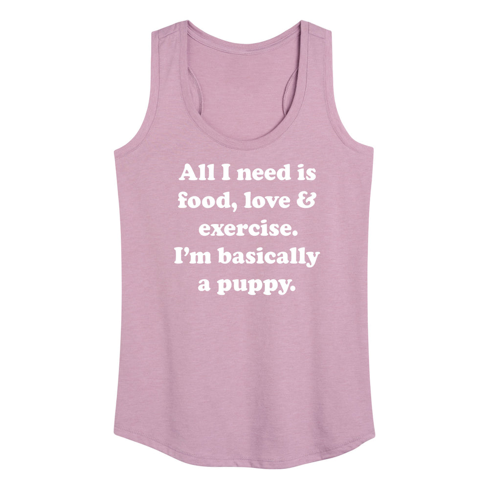 All I Need Food Love Exercise - Women's Racerback Graphic Tank