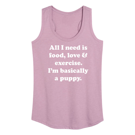 All I Need Food Love Exercise - Women's Racerback Graphic Tank