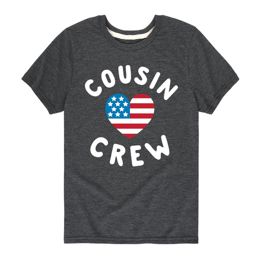 Cousin Crew Flag Heart - Toddler and Youth Short Sleeve T-Shirt