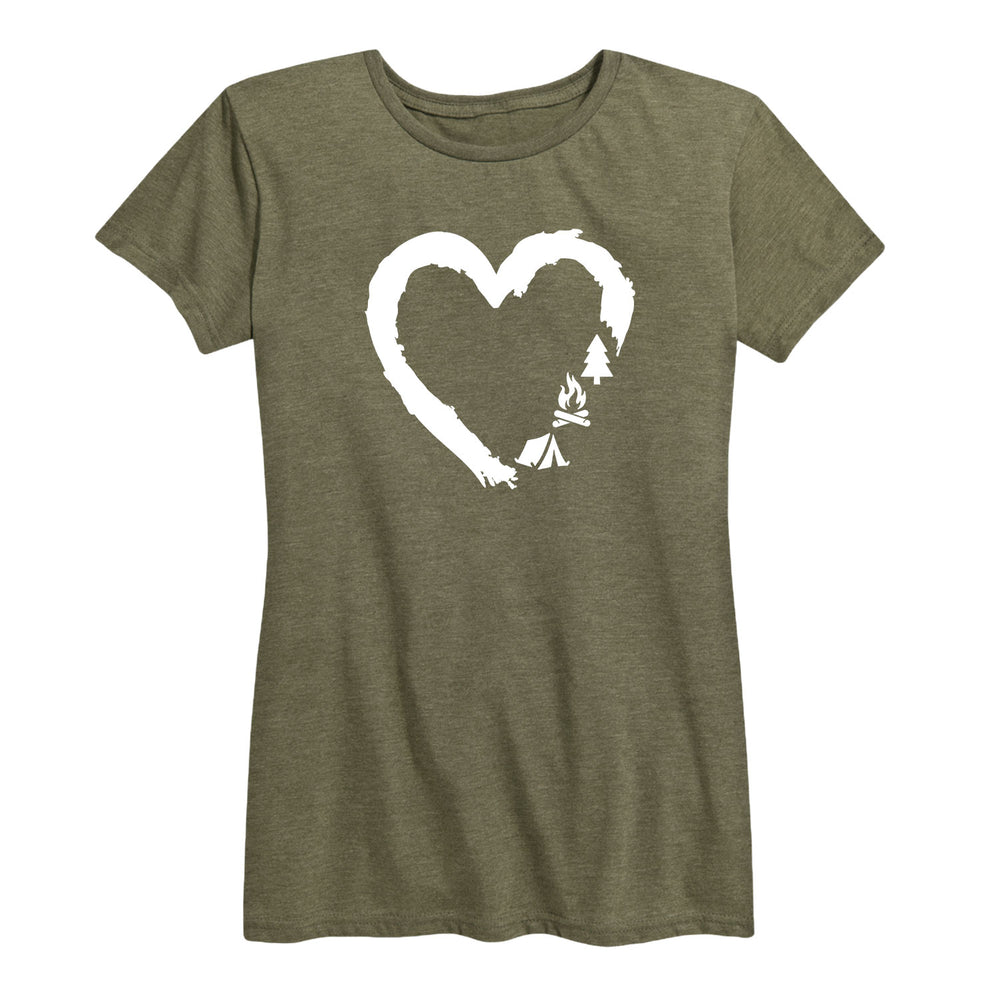 Brushstroke Heart With Camp Icons - Women's Short Sleeve Graphic T-Shirt