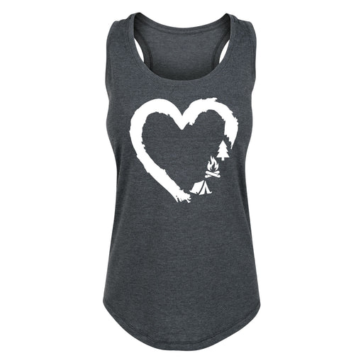 Brushstroke Heart With Camp Icons - Women's Racerback Tank