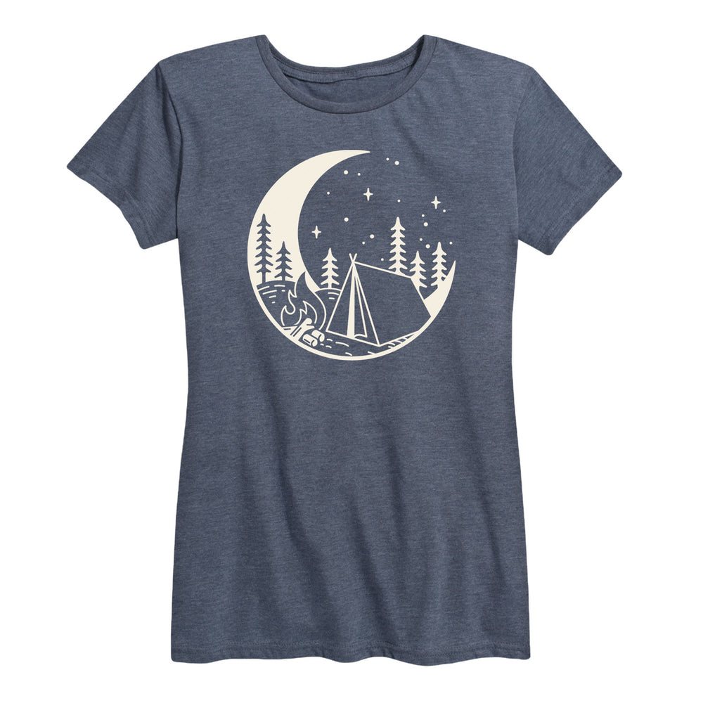 Moon Camping Scene - Women's Short Sleeve Graphic T-Shirt