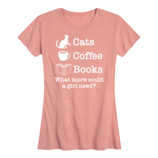 Cats Coffee Books - Women's Short Sleeve Graphic T-Shirt