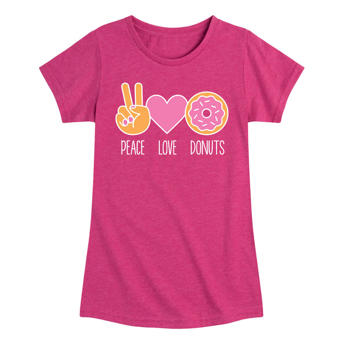 Peace Love Donuts - Youth & Toddler Girl's Short Sleeve T-Shirt
