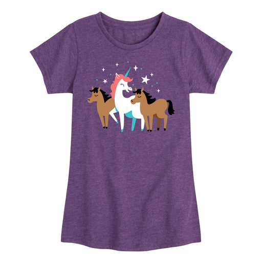 Unicorn with Horses - Toddler & Youth Girl's Short Sleeve T-Shirt