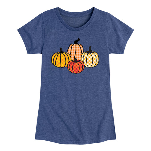 Plaid Pumpkins - Youth & Toddler Girl's Short Sleeve T-Shirt