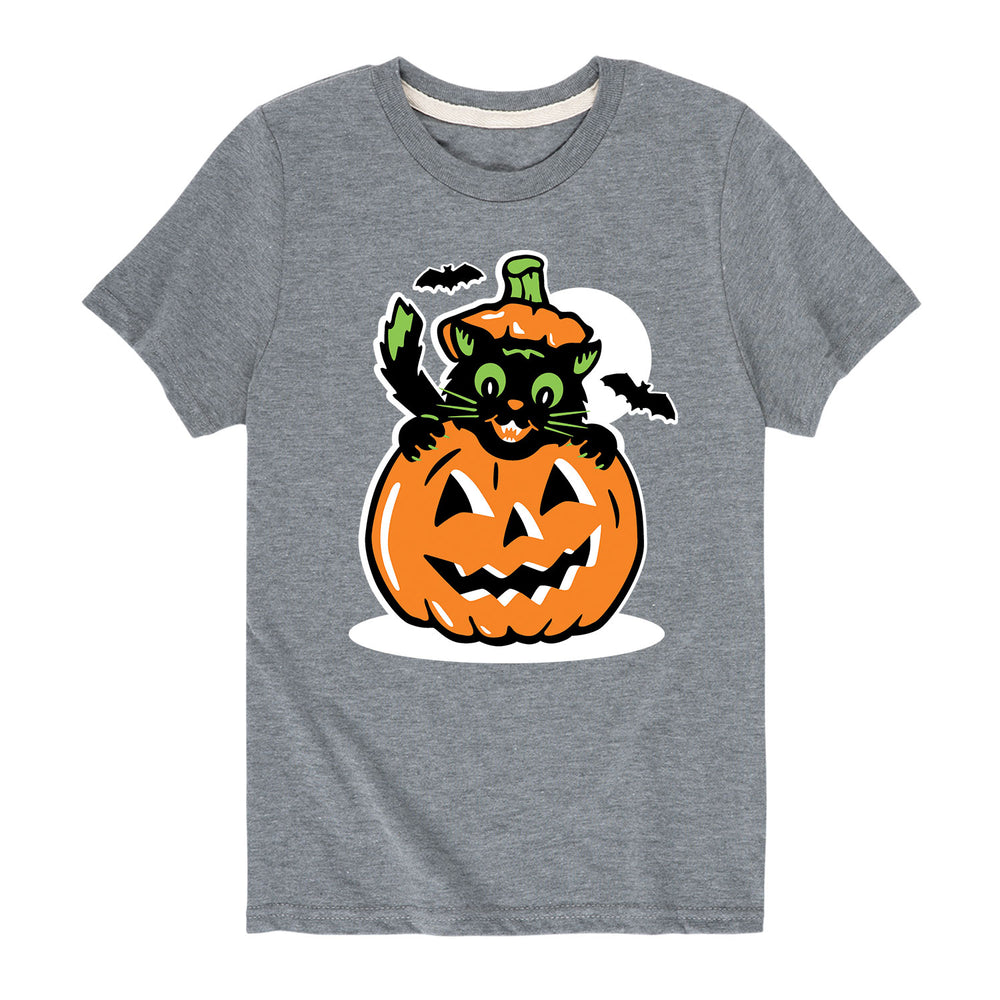 Vintage Cat Pumpkin - Youth & Toddler Short Sleeve T-Shirt