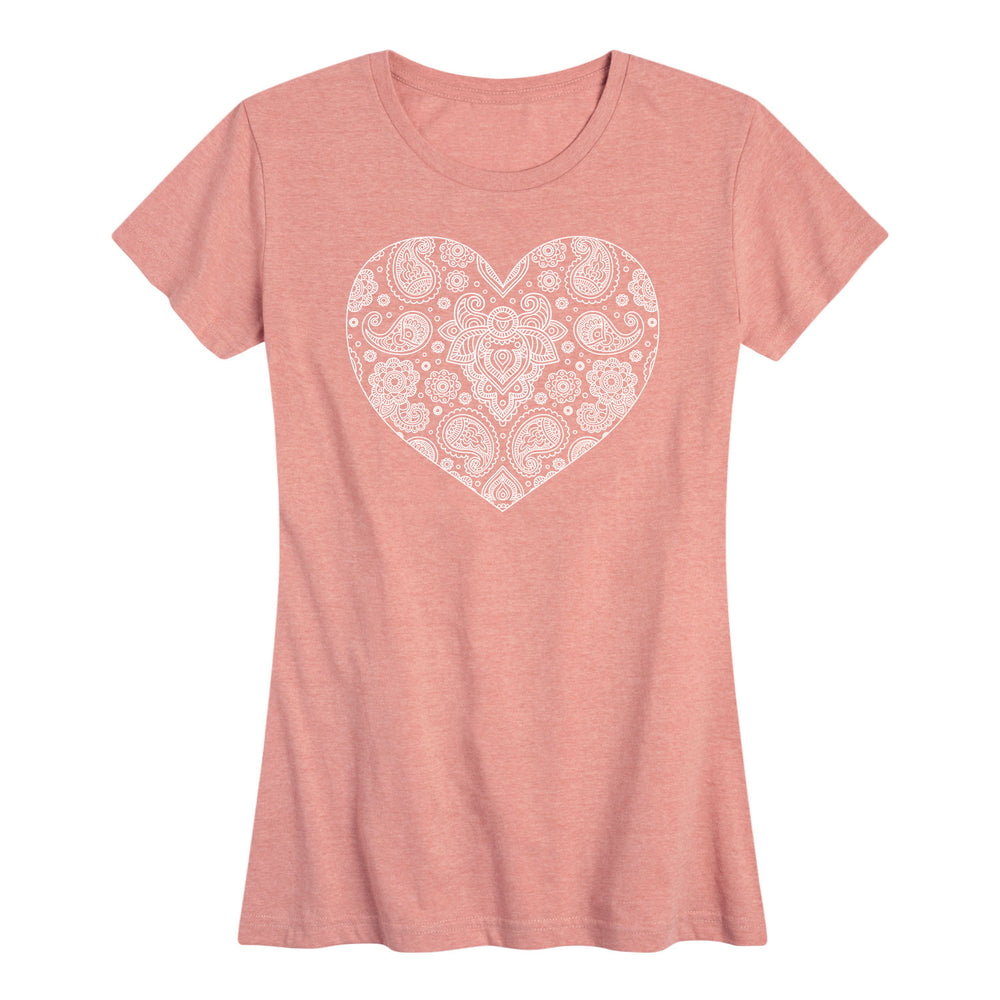 Bandana Pattern Filled Heart - Women's Short Sleeve T-Shirt