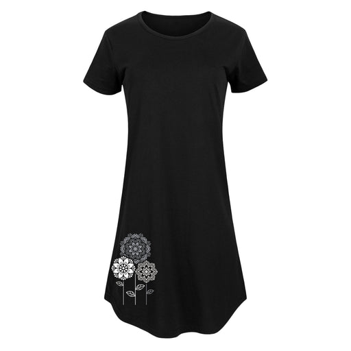 Mandala Flowers - Women's Short Sleeve Dress