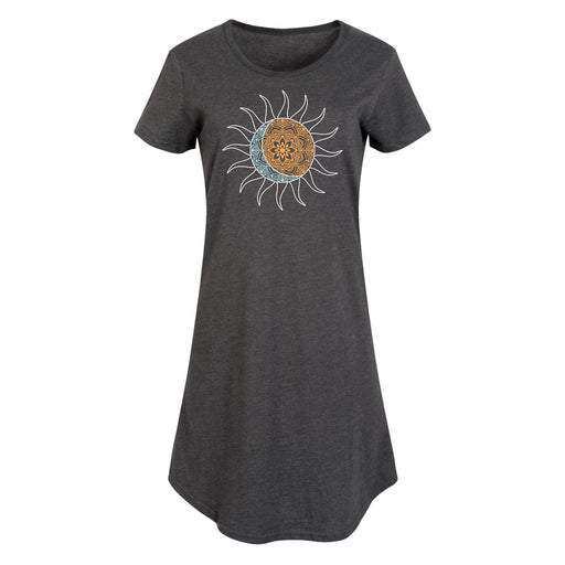 Sun Moon Mandala - Women's Short Sleeve Dress