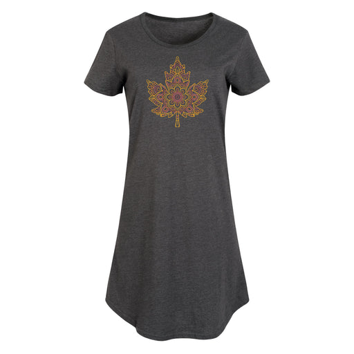 Fall Leaf Mandala - Women's Short Sleeve Dress