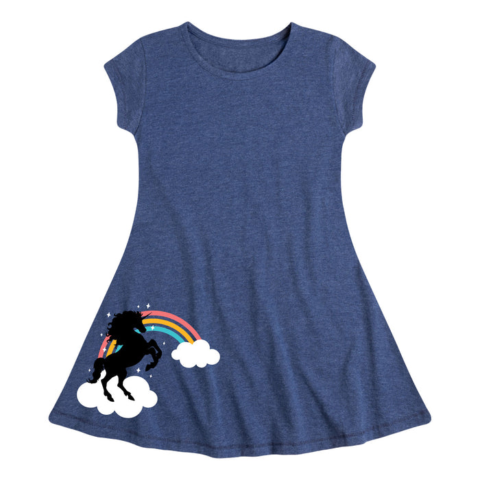 Unicorn with Rainbow - Youth & Toddler Girl's Fit and Flare Dress
