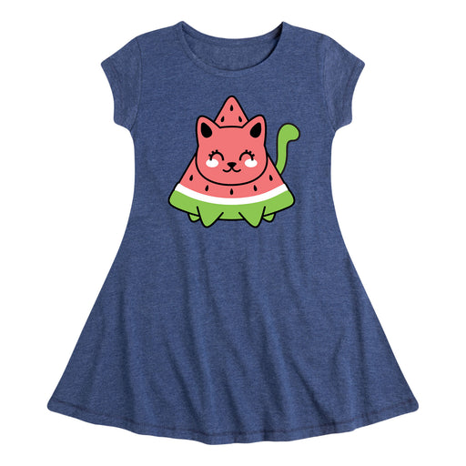 Watermelon Cat - Youth & Toddler Girl's Fit and Flare Dress