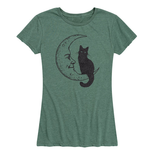 Black Cat on Moon - Women's Short Sleeve T-Shirt