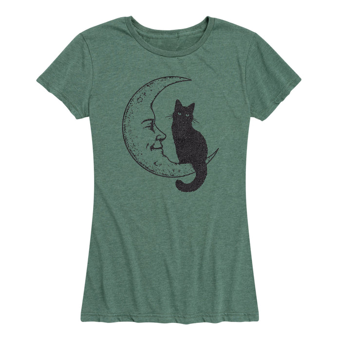 Black Cat on Moon - Women's Short Sleeve T-Shirt